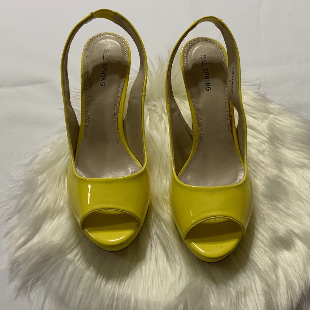 Call It Spring Sebesta Yellow Platform Heels